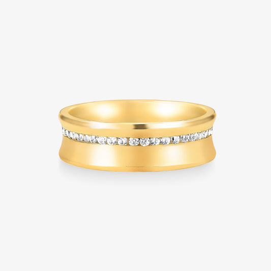 Aliança Eterna Comfort com Pedras em Ouro Amarelo 18K, 7mm
