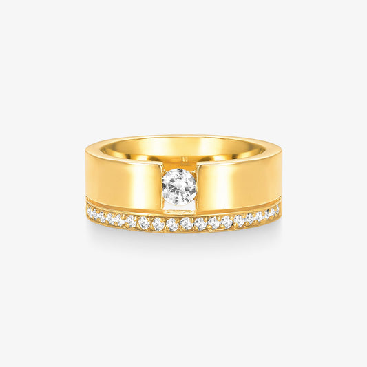 Aliança Destino Comfort com Pedras em Ouro Amarelo 18K, 7mm
