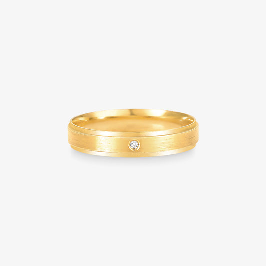Aliança Estrela Comfort com Pedras em Ouro Amarelo 18K, 3,90mm