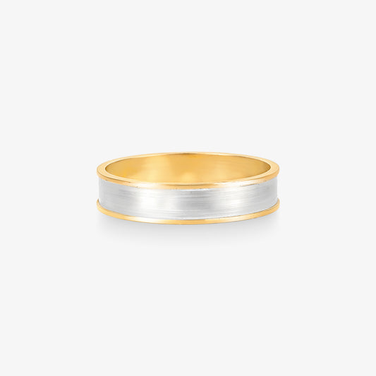 Aliança Line Reta com Ródio em Ouro Amarelo 18K, 4,40mm