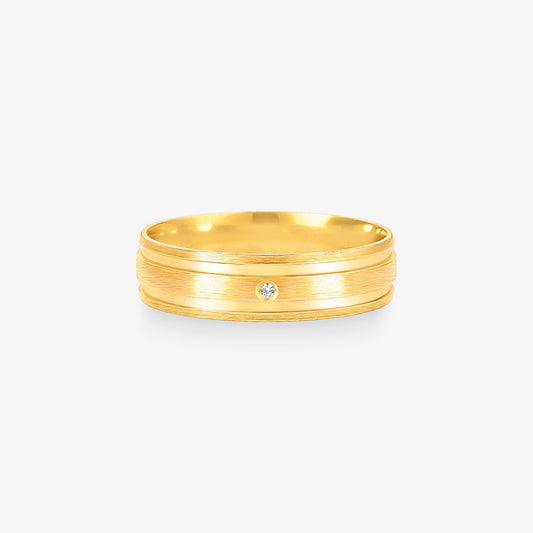 Aliança V Comfort com Pedras em Ouro Amarelo 18K, 5mm