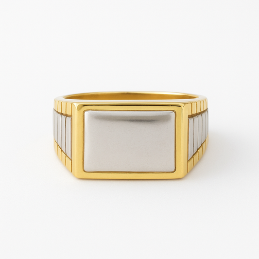 Anel chapinha aro Rolex bicolor 5,35g ouro 18K750