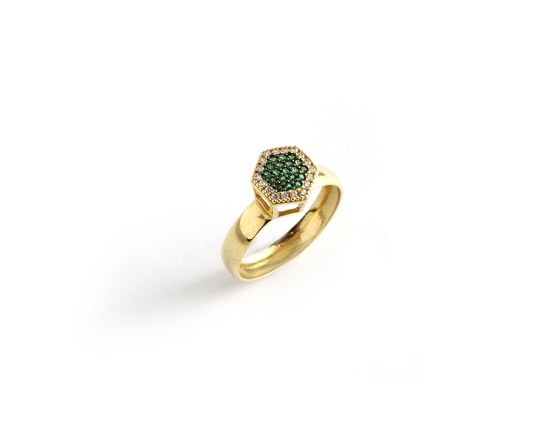 Anel de Formatura Sextavado em Ouro Amarelo 18K