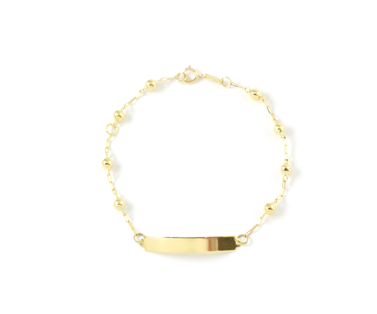 Pulseira Chapinha Bolinha em Ouro Amarelo 18K
