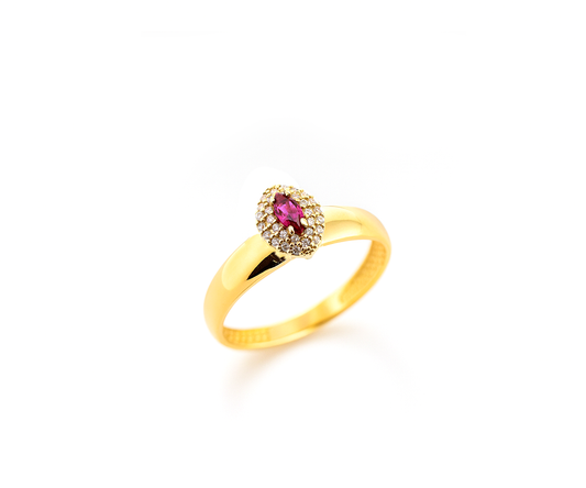 Anel Formatura Navete em Ouro Amarelo 18K
