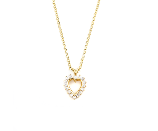 Pingente Love Coração Vazado em Ouro Amarelo 18K