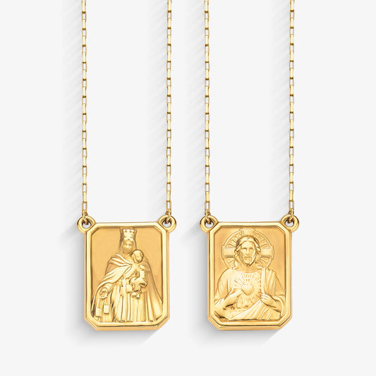 Escapulário Sagrado Coração G em Ouro Amarelo 18K