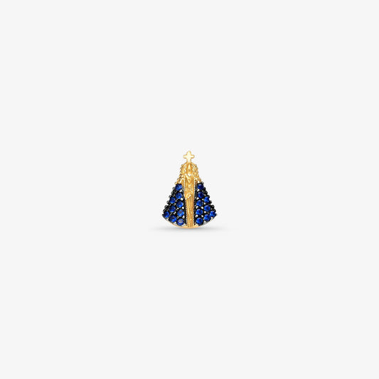 Pingente N.Sra Aparecida com Pedras em Ouro Amarelo 18K