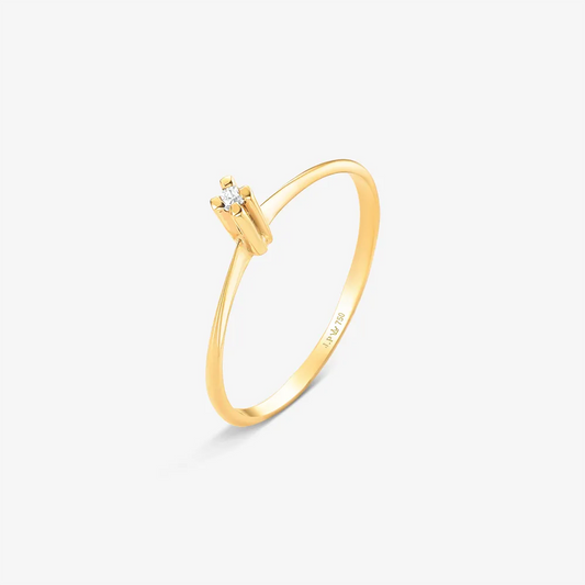 Anel Solitário One em Ouro Amarelo 18K com Diamante 0,02CT