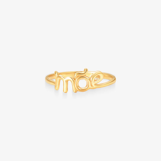 Anel Escrita Mãe em Ouro Amarelo 18K