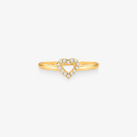 Anel Coração Vazado em Ouro Amarelo 18K