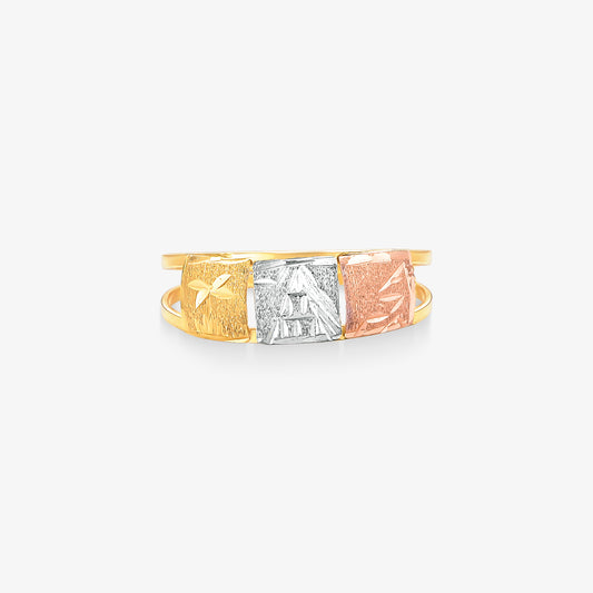 Anel Estamparia Tricolor em Ouro Amarelo 18K