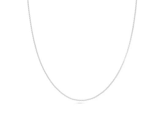 Corrente Elo Portugues Diamantada 45cm Ouro Branco 18k 750