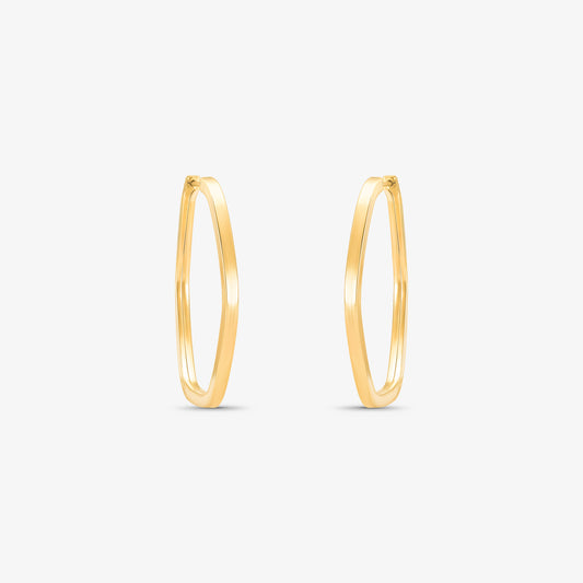 Brinco Argola Sextavada M Fio Quadrado em Ouro Amarelo 18K