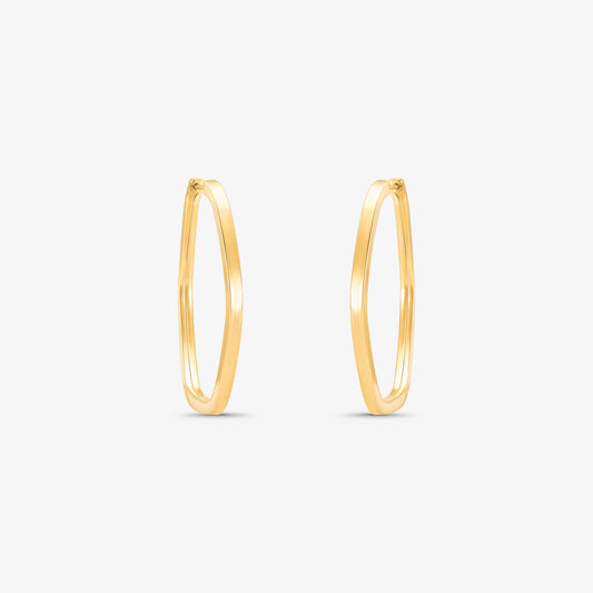 Brinco Argola Sextavada M Fio Quadrado em Ouro Amarelo 18K