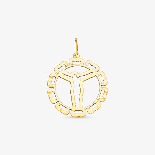 Pingente Cristo Mandala em Ouro Amarelo 18K