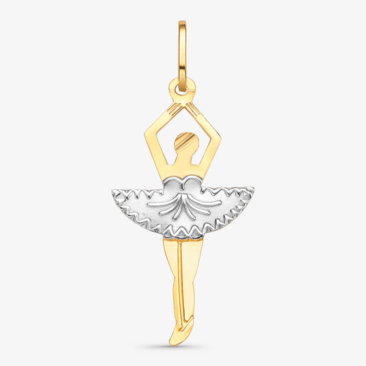 Pingente Bailarina Grande Bicolor em Ouro 18K