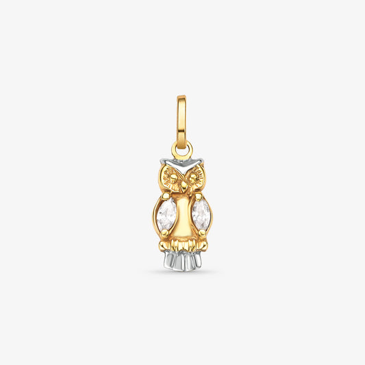 Pingente Coruja com Pedra em Ouro Amarelo 18K