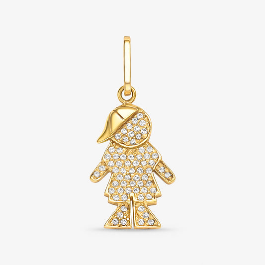 Pingente Menino com Pedras em Ouro Amarelo 18K