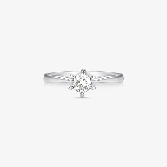 Anel Solitário Clássico com Diamante em Ouro Branco 18K