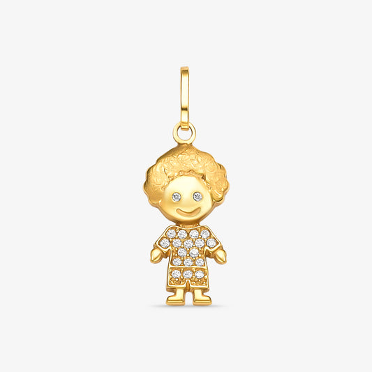 Pingente Menino com Pedras em Ouro Amarelo 18K
