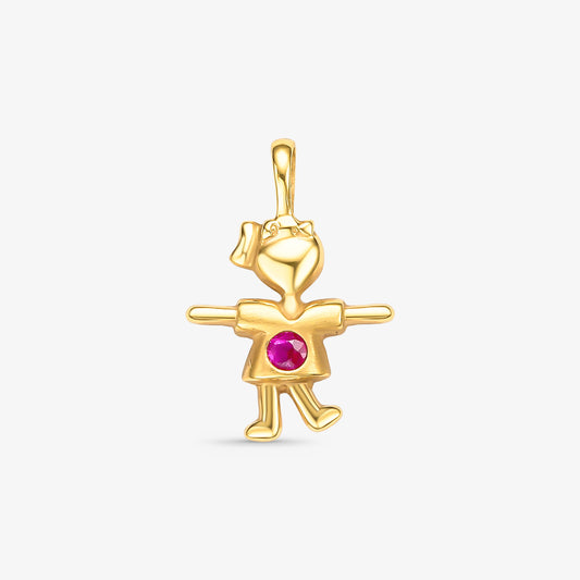 Pingente Menina com Pedras em Ouro Amarelo 18K