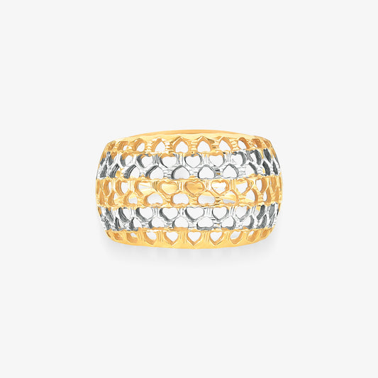 Anel Estamparia Vazado Tricolor em Ouro 18K