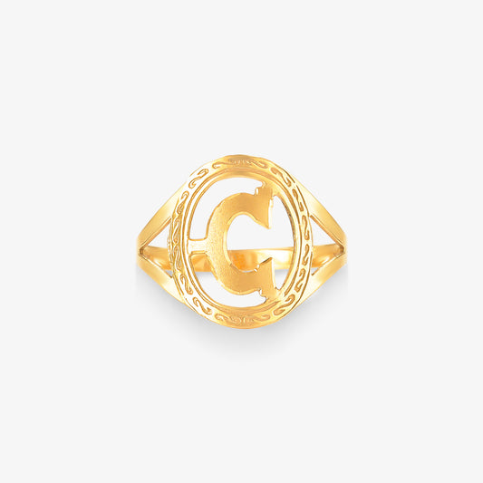 Anel Letra C em Ouro Amarelo 18K