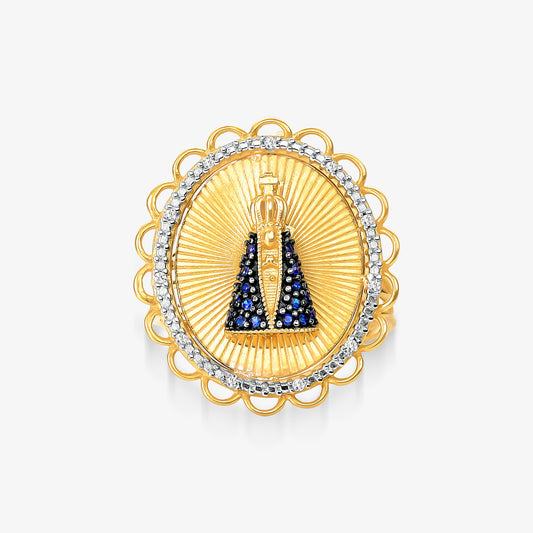 Anel N. Sra. Aparecida em Ouro Amarelo 18K