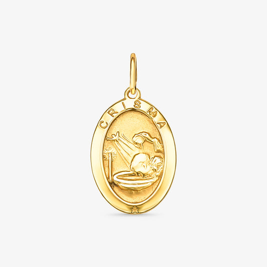 Pingente Médio Oval Crisma em Ouro Amarelo 18K