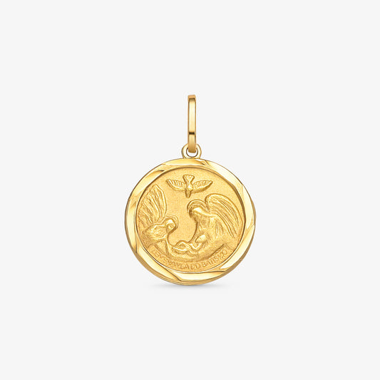 Pingente Medalha Anjo da Guarda em Ouro Amarelo 18K
