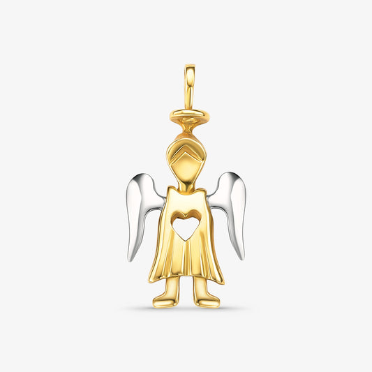 Pingente Anjo Bicolor em Ouro Amarelo 18K