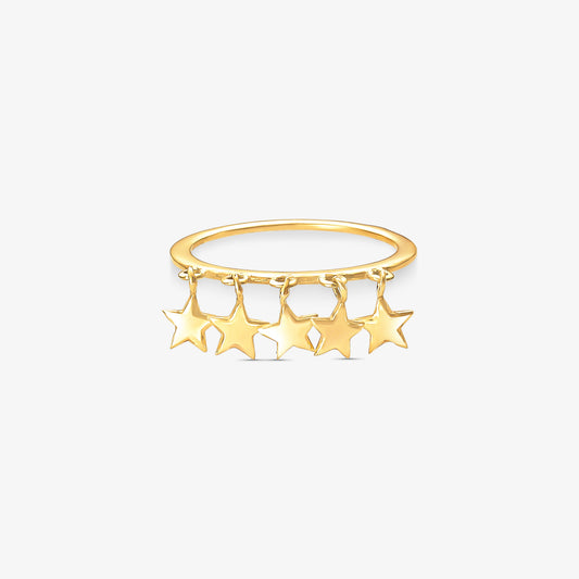 Anel Pingente Estrela em Ouro Amarelo 18K