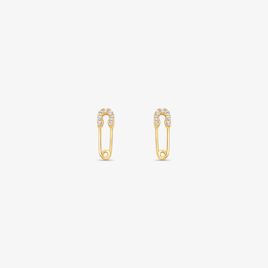 Brinco Alfinete com Pedras em Ouro Amarelo 18K