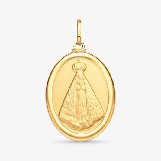 Pingente Oval N.Sra Aparecida em Ouro Amarelo 18K