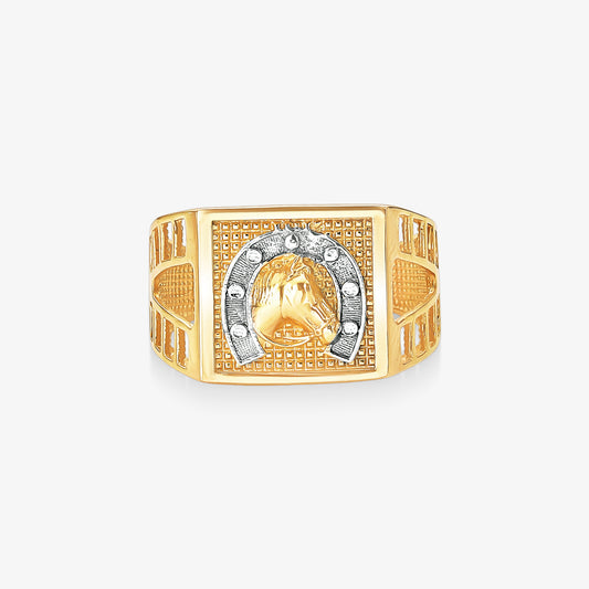 Anel Ferradura Cavalo em Ouro Amarelo 18K