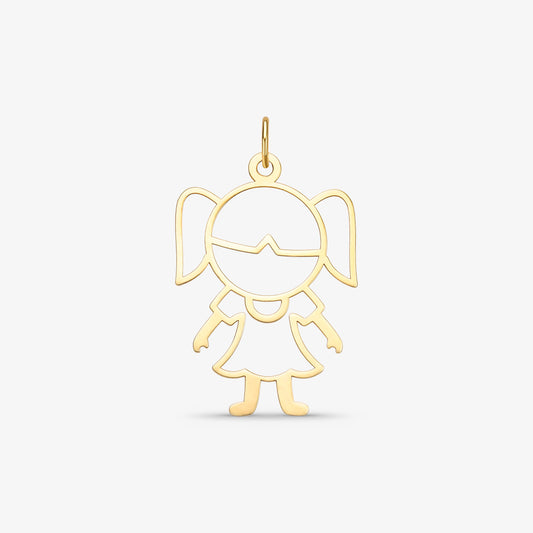 Pingente Menina Vazado com Franja em Ouro Amarelo 18K