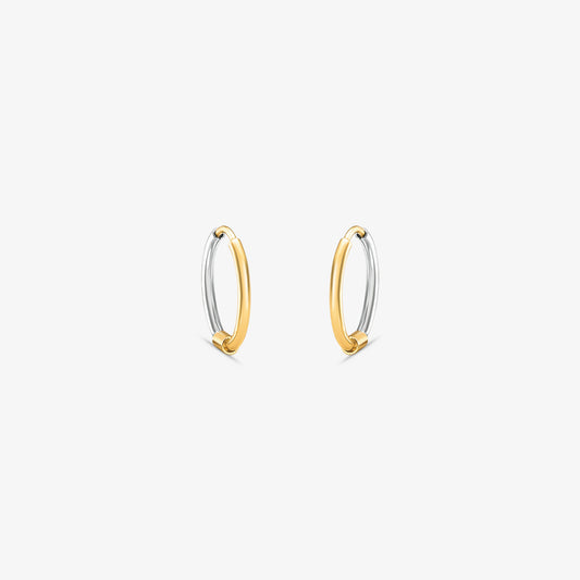 Brinco Argola Fina Redonda Bicolor em Ouro 18K