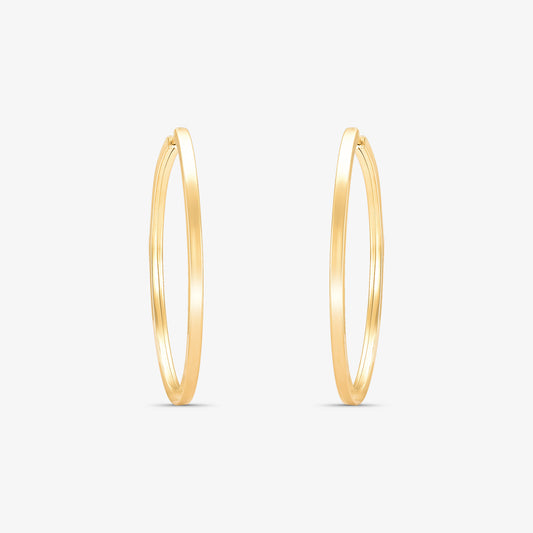 Brinco Argola Redonda Fio Quadrado em Ouro Amarelo 18K