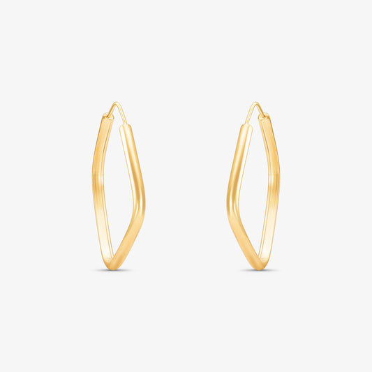 Brinco Argola Fina Meia Cana em Ouro Amarelo 18K