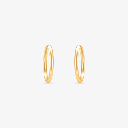 Brinco Argola Redonda Fio Redondo Cana em Ouro Amarelo 18K