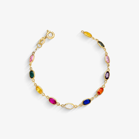 Pulseira com Pedras Coloridas em Ouro Amarelo 18K