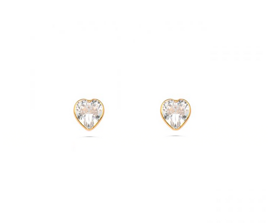 Brinco Coracao Zirconia Ouro Amar 18k 750 0,40g