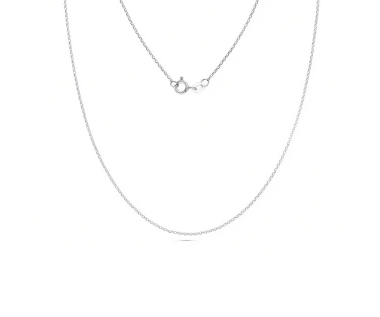 Corrente Elo Portugues Diamantada 45cm Ouro Branco 18k 750