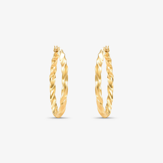 Brinco Argola Redonda Torcida em Ouro Amarelo 18K