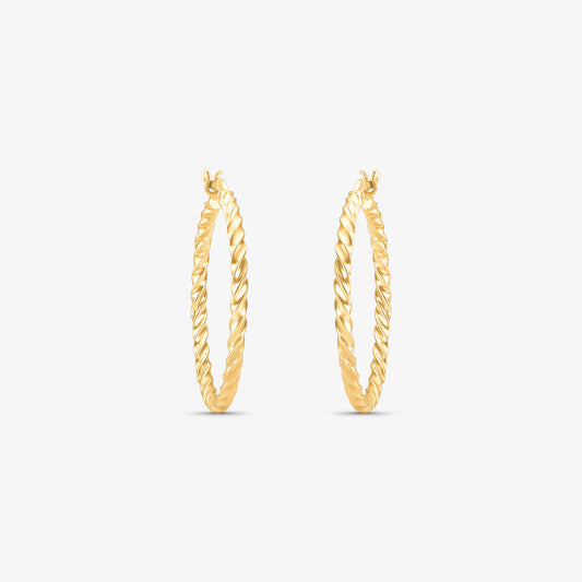 Brinco Argola Redonda Torcida em Ouro Amarelo 18K