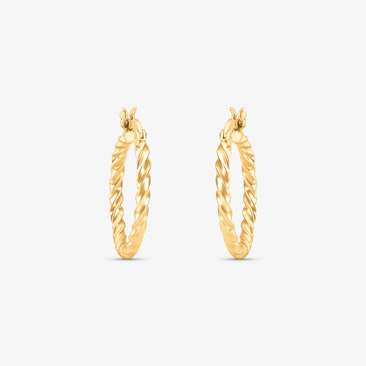 Argola Redonda Torcida 20mm em Ouro Amarelo 18K