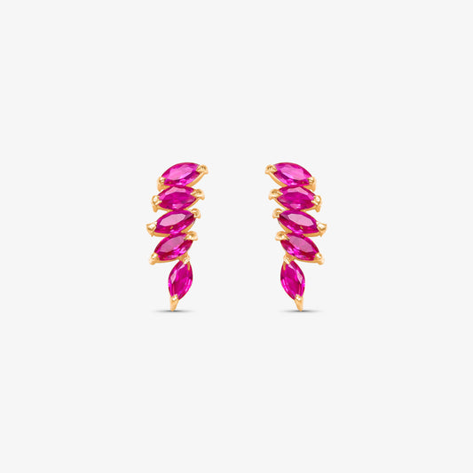 Brinco com Pedras Coloridas em Ouro Amarelo 18K