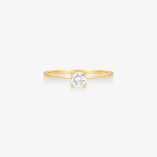 Anel Solitário Aurora com Diamante em Ouro Amarelo 18K