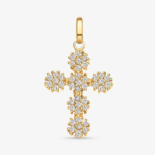 Pingente Cruz com Pedras em Ouro Amarelo 18K